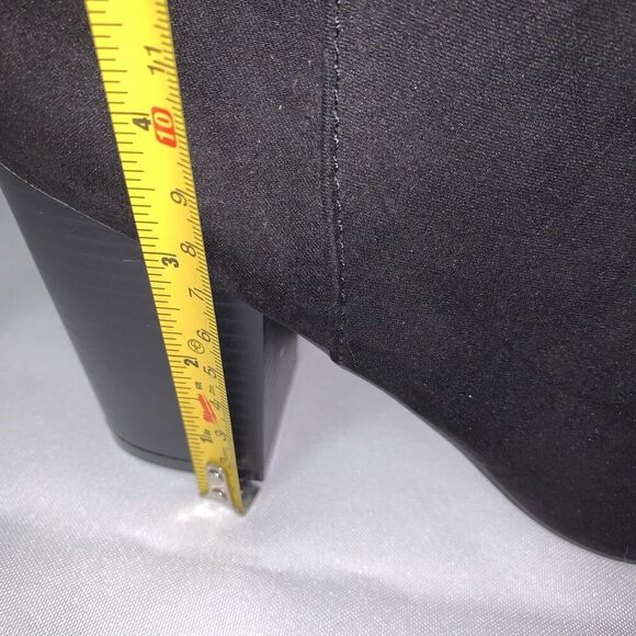 Women's Sock Fashion Boots Kohl's SO size 9 Mid Calf , Black Suade Block Heel - Picture 13 of 15